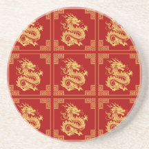 Ornamet Ram Guld Dragon Mönster Red