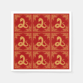 Ornamet Ram Guld Snake Mönster Red Pappersservett