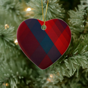Ornamet Red & Blue Art Kor Mönster Julgransprydnad Keramik