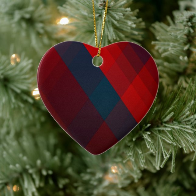 Ornamet Red & Blue Art Kor Mönster Julgransprydnad Keramik (Träd)