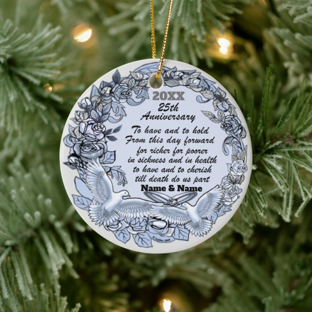 Ornamet silver Bröllop på årsdagen Julgransprydnad Keramik (Träd)