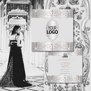 Ornamet Silver vid Guld med Logotyp vid Luxury Ro Fyrkantigt Visitkort