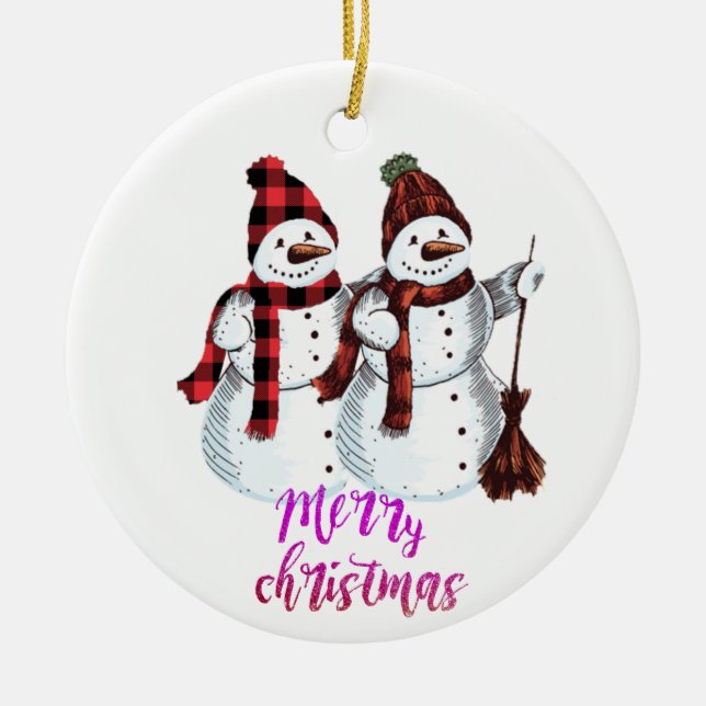 Ornamet snögubbe vid Dekoration God jul Träd (Framsidan)