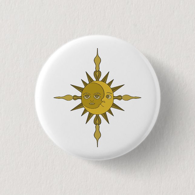 Ornamet Sol och Måne Knapp (Framsida)