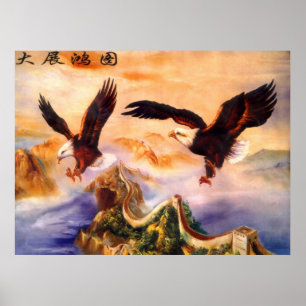 Örnar över den underbara väggen av chinan poster