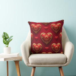 ORNAT RED OCH GULD VALENTINE KÄRLEK HJÄRTAR KUDDE