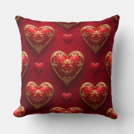 ORNAT RED OCH GULD VALENTINE KÄRLEK HJÄRTAR KUDDE