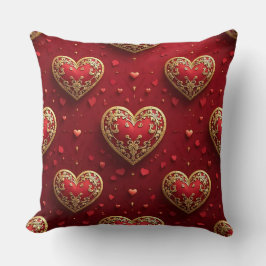ORNAT RED OCH GULD VALENTINE KÄRLEK HJÄRTAR KUDDE