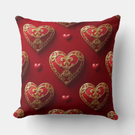 ORNAT RED OCH GULD VALENTINE KÄRLEK HJÄRTAR KUDDE
