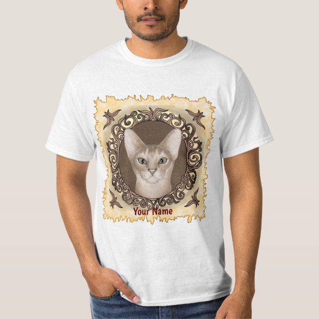 Ornate Abyssinian Cat T-Shirt (Framsida)