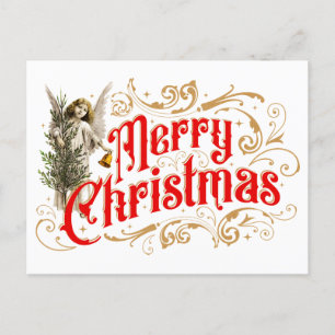 Ornate Angel-God jul-Retro Helg Vykort