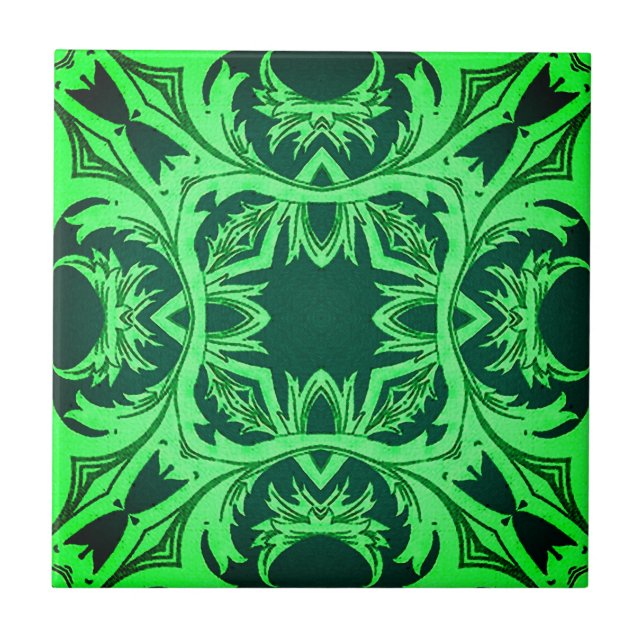 Ornate Arabesque Mönster - Emerald Grönt Kakelplatta (Framsidan)
