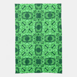Ornate Arabesque Mönster - Emerald Grönt Kitchen T Kökshandduk