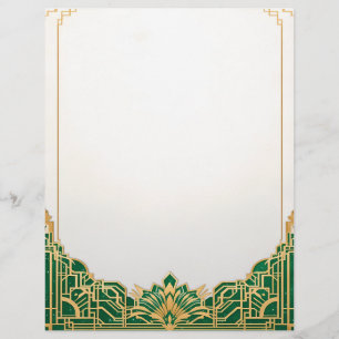 Ornate Art Deco Ram on White Brevhuvud