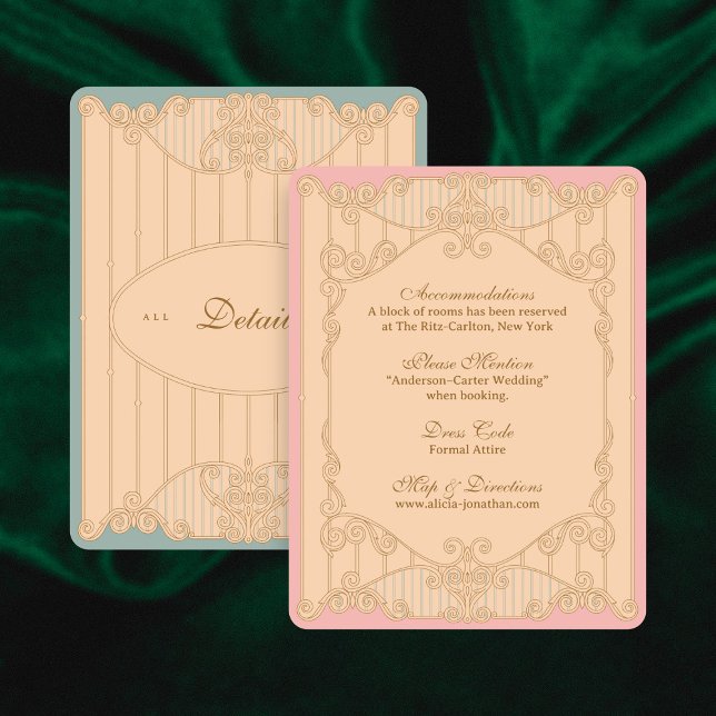 Ornate Art Nouveau Wedding Details Card Tilläggskort (Skapare uppladdad)