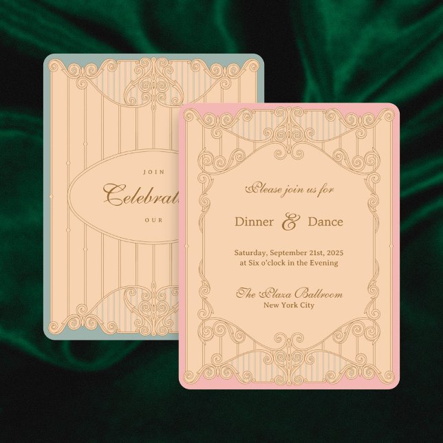 Ornate Art Nouveau Wedding Reception Invitation Inbjudningar (Skapare uppladdad)