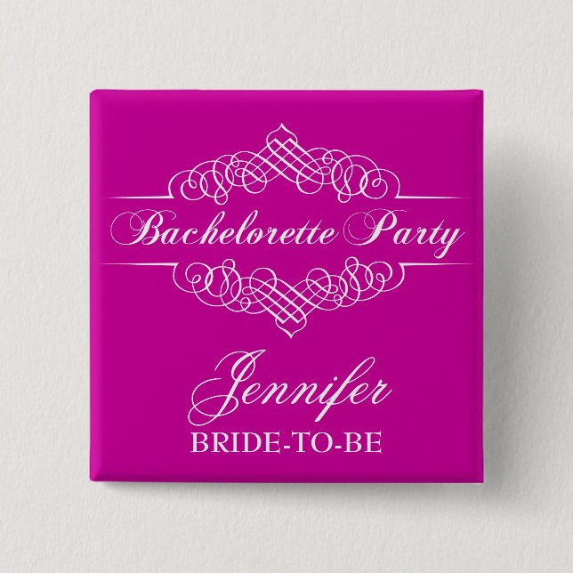 Ornate Bachelorette Party Button Knapp (Framsida)