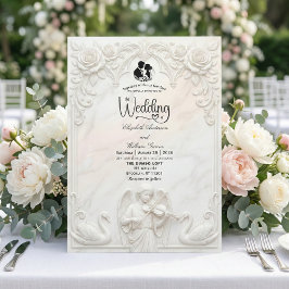 Ornate Baroque Angel & Swan Cameo Art Wedding Inbjudningar