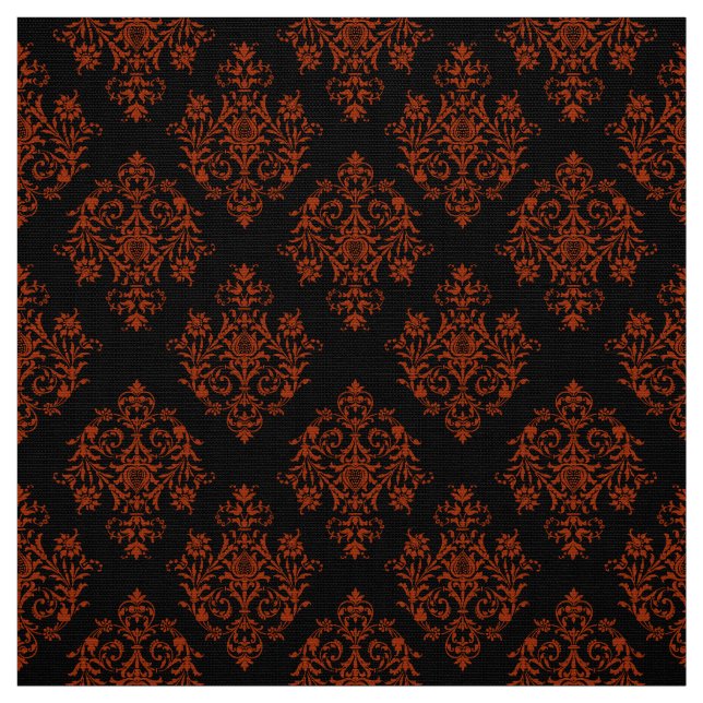 Ornate Baroque Black Damask-mönstertyg Tyg (Provkarta)