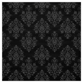 Ornate Baroque Black Damask-mönstertyg Tyg