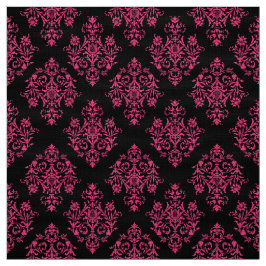 Ornate Baroque Black Damask-mönstertyg Tyg