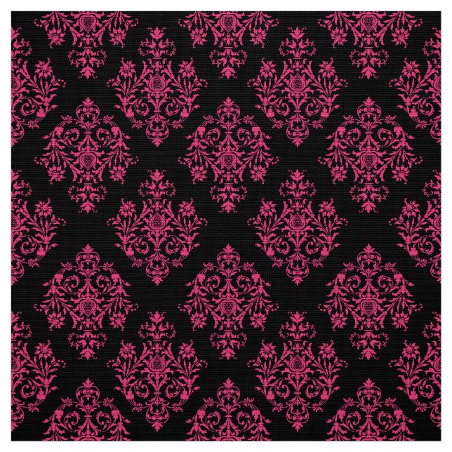 Ornate Baroque Black Damask-mönstertyg Tyg (Provkarta)