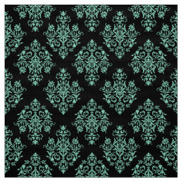 Ornate Baroque Black Damask-mönstertyg Tyg