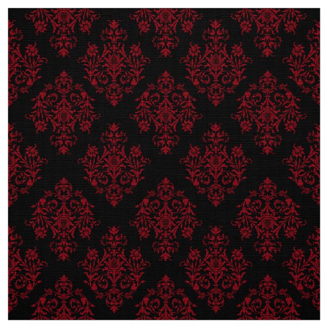 Ornate Baroque Black Damask-mönstertyg Tyg (Provkarta)