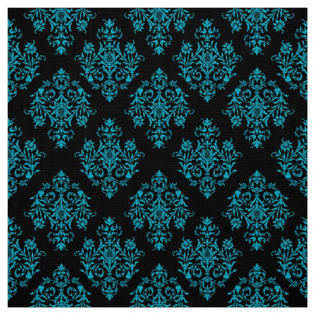 Ornate Baroque Black Damask-mönstertyg Tyg (Provkarta)