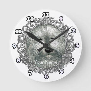 Ornate Bearded Collie Rund Klocka