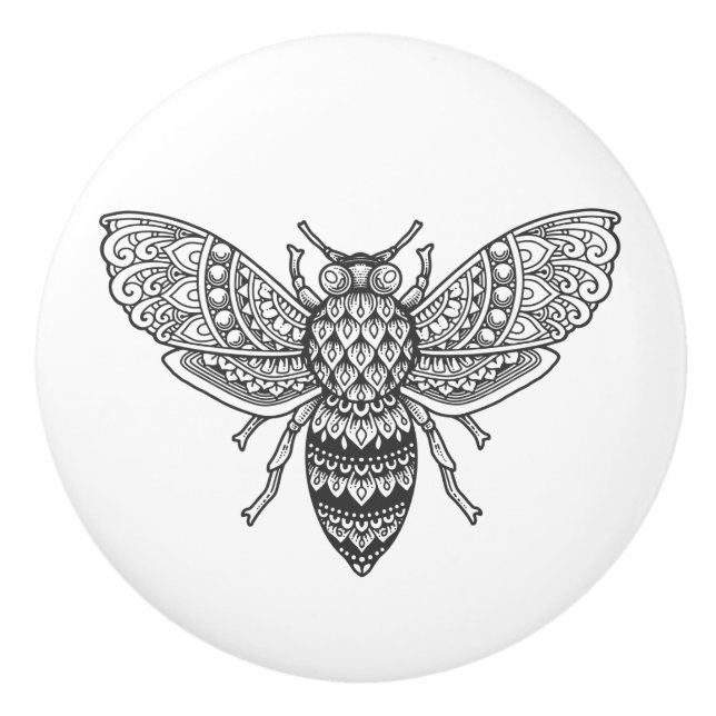 Ornate Bee Ceramic Knob Knopp (Framsidan)