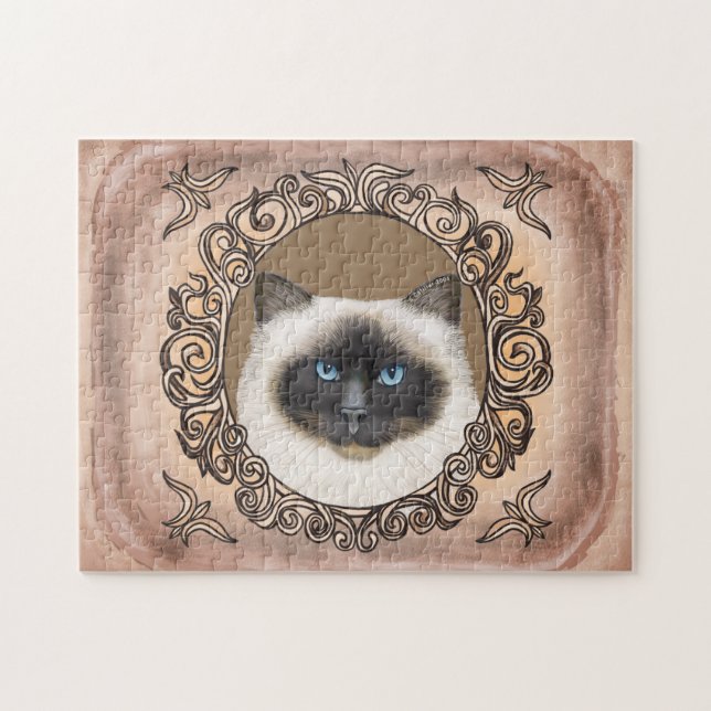 Ornate Birman Cat jigszle puzzle Pussel (Horisontell)