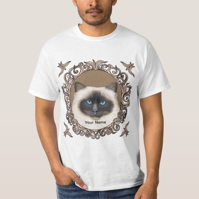 Ornate Birman Cat  T Shirt (Framsida)