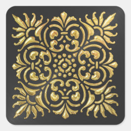 Ornate Black and Guld Embossed See Sticker Fyrkantigt Klistermärke
