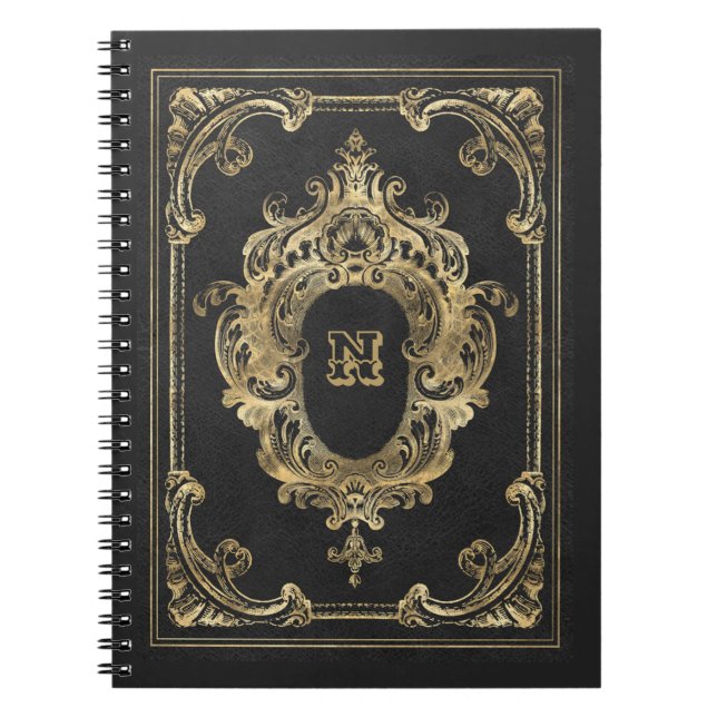 Ornate Black and Guld Ram Notebook Anteckningsbok (Framsidan)
