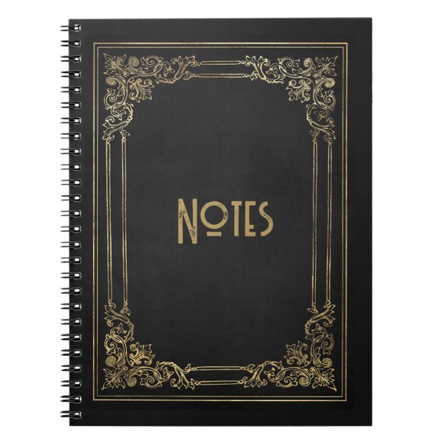 Ornate Black and Guld Ram Notebook Anteckningsbok (Framsidan)
