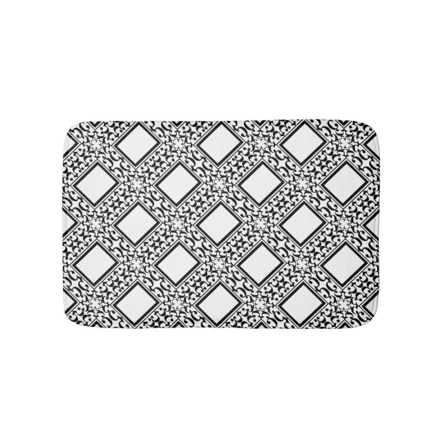 Ornate Black and White Design Bath Mats Badrumsmatta (Framsidan)