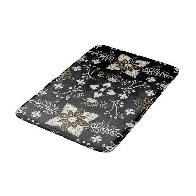 Ornate black and white floral pattern  badrumsmatta (Vinklad)