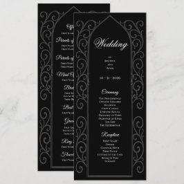 Ornate black and white Gothic Wedding Program