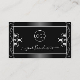 Ornate Black and White Sparkling Diamonds add Logo Visitkort