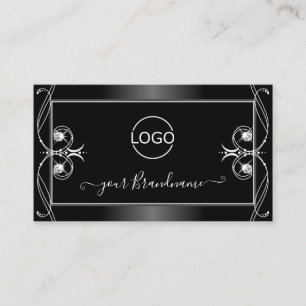 Ornate Black and White Sparkling Diamonds add Logo Visitkort