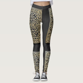 Ornate Black & Guld Baroque Leggings
