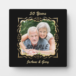 Ornate Black Guld Ram-årsdag Foto Plaque