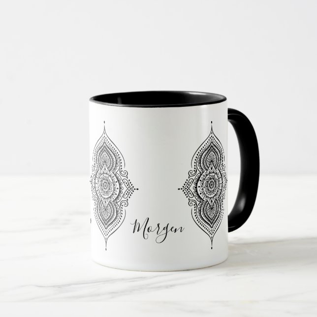 Ornate Black Paisley Mandala Mugg (Framsida höger)