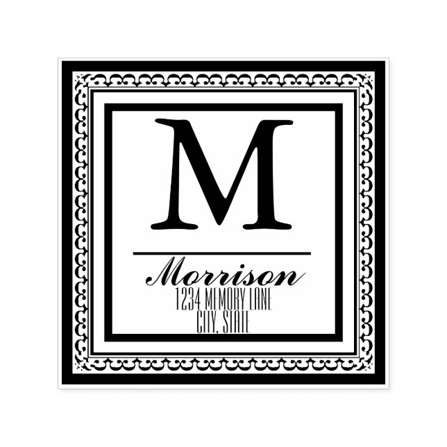 Ornate Black Ram-Personlig Adress Frimärke Självfärgande Stämpel (Design)