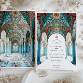 Ornate Blommigt Arch & Dome Islamic Bröllop Inbjudningar