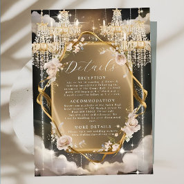 Ornate Blommigt Golden Chandelier Bröllop Tilläggskort