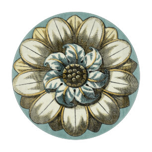 Ornate Blommigt Medallion on Light Blue Background