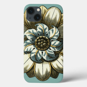Ornate Blommigt Medallion on Light Blue Background