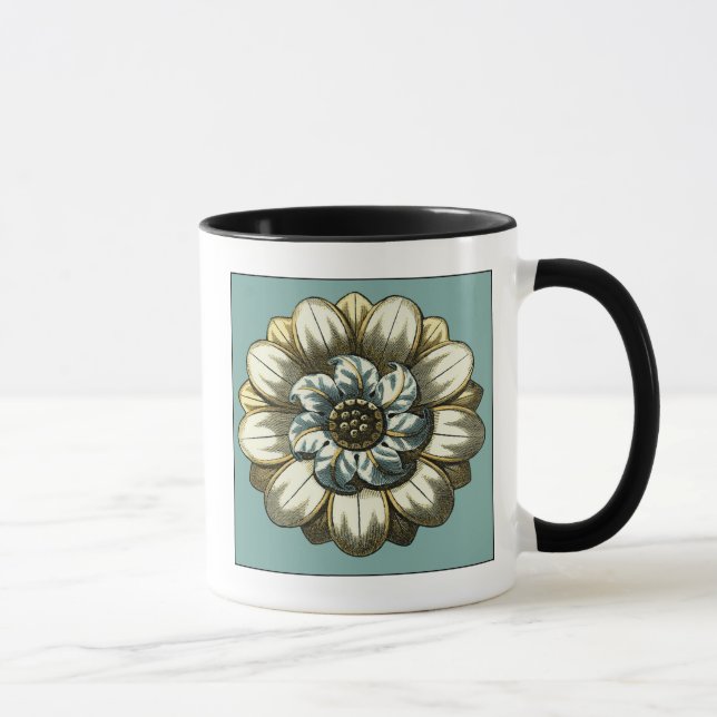 Ornate Blommigt Medallion on Light Blue Background Mugg (Höger)